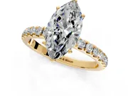 Open Basket Engagement Ring Setting for Marquise Center with Pave Band and Prong Head in Yellow Gold