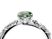 Cluster Engagement Ring Setting for Fancy Green Pear-Shaped Center with Round Cut Accent Band and Prong Head in Sterling Silver