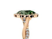 Halo Engagement Ring Setting for Fancy Green Oval Center with Twist Band and Prong Head in Rose Gold