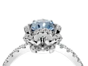 Halo Engagement Ring Setting for Fancy Blue Pear-Shaped Center with Openwork Halo, Pave Band and Prong Head in Platinum