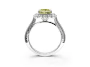 Milgrain Halo Engagement Ring Setting for Fancy Yellow Princess Cut Center with Bezel Point Accents and Prong Head in Platinum