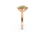 Starburst Halo Engagement Ring Setting for Fancy Yellow Pear-Shaped Center with Thin Round-Wire Band and Prong Head in Rose Gold