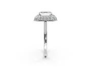 Halo Engagement Ring Setting for Asscher Cut Center with Plain Tapered Band and Prong Head in Platinum