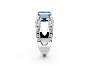 Solitaire Engagement Ring Setting for Fancy Blue Asscher Cut Center with Wide-Open Split Shank and Prong Head in Platinum
