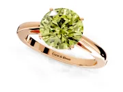 Solitaire Engagement Ring Setting for Fancy Yellow Round Cut Center with Open Cathedral Shoulders and Prong Head in Rose Gold