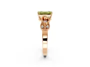 Leaf Engagement Ring Setting for Fancy Yellow Emerald Cut Center with Milgrain Accent Band and Prong Head in Rose Gold
