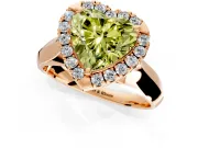 Halo Engagement Ring Setting for Fancy Yellow Heart-Shaped Center with Square Band and Prong Head in Rose Gold