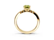 Solitaire Engagement Ring Setting for Fancy Yellow Emerald Cut Center with Beaded Shoulders and Prong Head in Yellow Gold