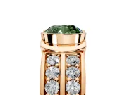Bezel Engagement Ring Setting for Fancy Green Cushion Cut Center with Wide Channel-Set Band and Bezel Head in Rose Gold