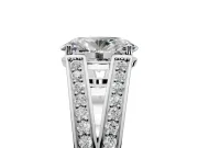 Split Shank Engagement Ring Setting for Oval Center with Pave Split Shank and Prong Head in Platinum
