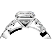 Floral Engagement Ring Setting for Asscher Cut Center with Trailing Marquise Accents and Prong Head in Platinum
