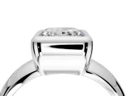 Solitaire Engagement Ring Setting for Princess Cut Center with Wide Band and Bezel Head in White Gold