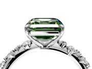 Cluster Engagement Ring Setting for Fancy Green Asscher Cut Center with Round Cut Accent Band and Prong Head in Platinum