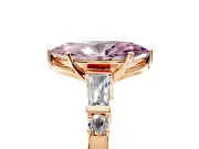 Bar-Set Engagement Ring Setting for Fancy Pink Marquise Center with Tapered Baguette Accents and Prong Head in Rose Gold