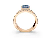 Solitaire Engagement Ring Setting for Fancy Blue Princess Cut Center with Wide-Open Split Shank and Prong Head in Rose Gold