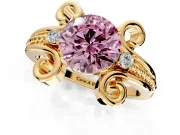Solitaire Engagement Ring Setting for Fancy Pink Round Cut Center with Twisted Band and Scroll Prong Head in Yellow Gold