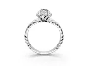 Halo Engagement Ring Setting for Marquise Center with Rope Twist Split Shank and Prong Head in Platinum