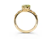 Solitaire Engagement Ring Setting for Fancy Yellow Heart-Shaped Center with Trailing Leaf Accent Band and Prong Head in Yellow Gold