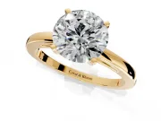Solitaire Engagement Ring Setting for Round Cut Center with Basket Rail and Prong Head in Yellow Gold