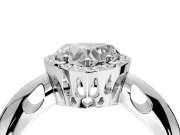 Halo Engagement Ring Setting for Heart-Shaped Center with Tapered Plain Band and Prong Head in Sterling Silver