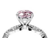 Solitaire Engagement Ring Setting for Fancy Pink Oval Center with Marquise Panel Band and Prong Head in Platinum