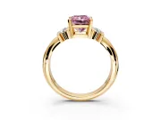 Solitaire Engagement Ring Setting for Fancy Pink Radiant Cut Center with Grooved Bar Accent Band and Prong Head in Yellow Gold