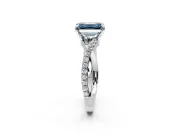 Solitaire Engagement Ring Setting for Fancy Blue Emerald Cut Center with Half-Pave Crossover Band and Prong Head in Sterling Silver