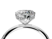 Hidden Halo Engagement Ring Setting for Heart-Shaped Center with Thin Round-Wire Band and Prong Head in Sterling Silver