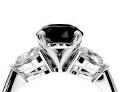3 Stone Engagement Ring Setting for Fancy Black Round Cut Center with Large Pear-Shaped Accents and Prong Head in Platinum