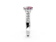 Solitaire Engagement Ring Setting for Fancy Pink Oval Center with Cathedral Channel Band and Prong Head in Platinum