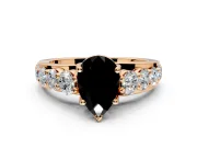 Solitaire Engagement Ring Setting for Fancy Black Pear-Shaped Center with Graduated Shared Prongs and Prong Head in Rose Gold