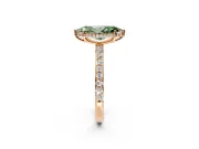 Hidden Halo Engagement Ring Setting for Fancy Green Marquise Center with Pave Band and Prong Head in Rose Gold