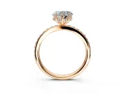 Solitaire Engagement Ring Setting for Heart-Shaped Center with Fine Pave Band and Prong Head in Rose Gold