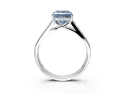 Solitaire Engagement Ring Setting for Fancy Blue Princess Cut Center with Cathedral Channel Band and Prong Head in Sterling Silver