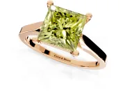 Solitaire Engagement Ring Setting for Fancy Yellow Princess Cut Center with Tapered Shoulders and Prong Head in Rose Gold