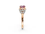Leaf Cluster Engagement Ring Setting for Fancy Pink Cushion Cut Center with Marquise Accents and Prong Head in Rose Gold
