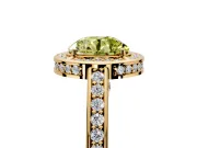 Halo Engagement Ring Setting for Fancy Yellow Round Cut Center with Framed Halo, Pave Band and Prong Head in Yellow Gold