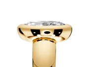 Solitaire Engagement Ring Setting for Marquise Center with Wide Band and Bezel Head in Yellow Gold
