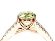 Solitaire Engagement Ring Setting for Fancy Yellow Oval Center with Pave Split Shank and Prong Head in Rose Gold