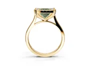 Single Halo Engagement Ring Setting for Fancy Green Princess Cut Center with Corner Claws, Plain Band and Prong Head in Yellow Gold