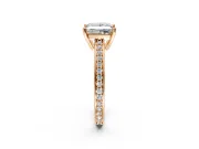 Solitaire Engagement Ring Setting for Princess Cut Center with Channel-Set Accent Band and Prong Head in Rose Gold