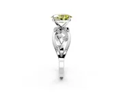 Solitaire Engagement Ring Setting for Fancy Yellow Oval Center with Criss-Cross Accent Band and Prong Head in White Gold