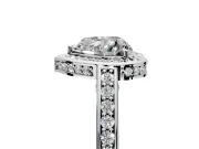 Halo Engagement Ring Setting for Heart-Shaped Center with Framed Halo, Pave Band and Prong Head in Sterling Silver