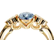 Cluster Engagement Ring Setting for Fancy Blue Pear-Shaped Center with Bezel Accent Clusters and Prong Head in Yellow Gold