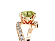 Solitaire Engagement Ring Setting for Fancy Yellow Round Cut Center with Pave Bypass Swirl Band and Prong Head in Rose Gold