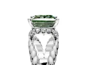 Halo Engagement Ring Setting for Fancy Green Princess Cut Center with Rope Twist Split Shank and Prong Head in White Gold