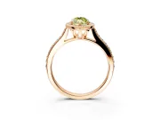Halo Engagement Ring Setting for Fancy Yellow Marquise Center with Pave Accents, Heart Basket and Prong Head in Rose Gold