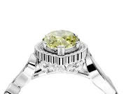 Halo Engagement Ring Setting for Fancy Yellow Marquise Center with Leaf Motif Split Shank and Prong Head in Platinum