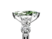 5 Stone Engagement Ring Setting for Fancy Green Marquise Center with Graduated Accents and Prong Head in Sterling Silver