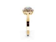 Starburst Halo Engagement Ring Setting for Cushion Cut Center with Flat Cathedral Band and Prong Head in Yellow Gold